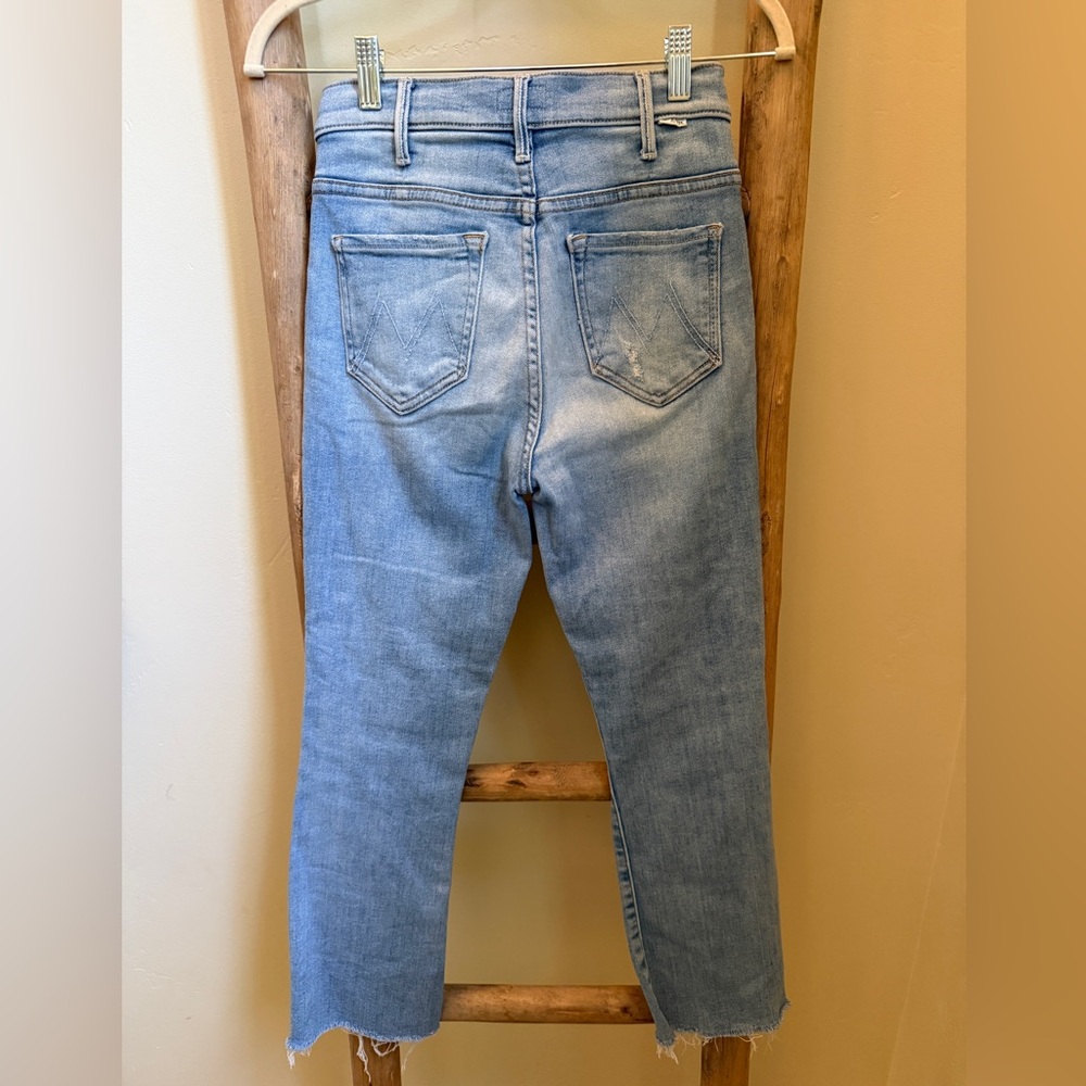 MOTHER The Hustler Ankle Chew Light Blue Distressed Jeans - Picture 2 of 7